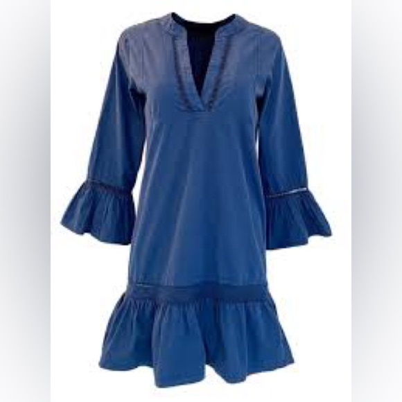 BOBI USA| cotton midi dress in Naval blue | size small - Picture 3 of 9